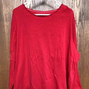 Croft & Barrow Classic Tee Women's Long-Sleeve Shirt Size 1X Red 100% Cotton